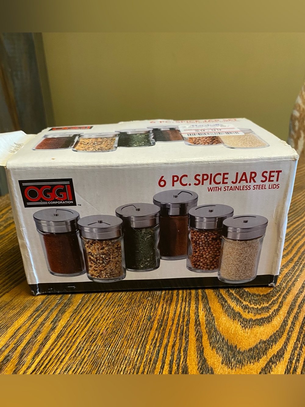 OGGI 6-Piece Spice Jar Set with Stainless Steel Lids - Clear/Silver